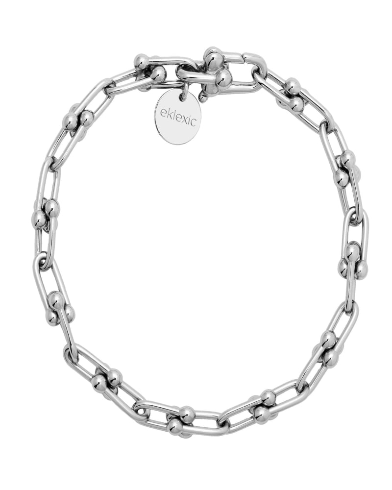 Front of a size 12" Small Margaux Anklet 12" Silver in Silver by Eklexic. | dia_product_style_image_id:282384